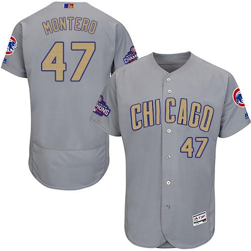 Cubs #47 Miguel Montero Grey Flexbase Authentic Gold Program Stitched MLB Jersey